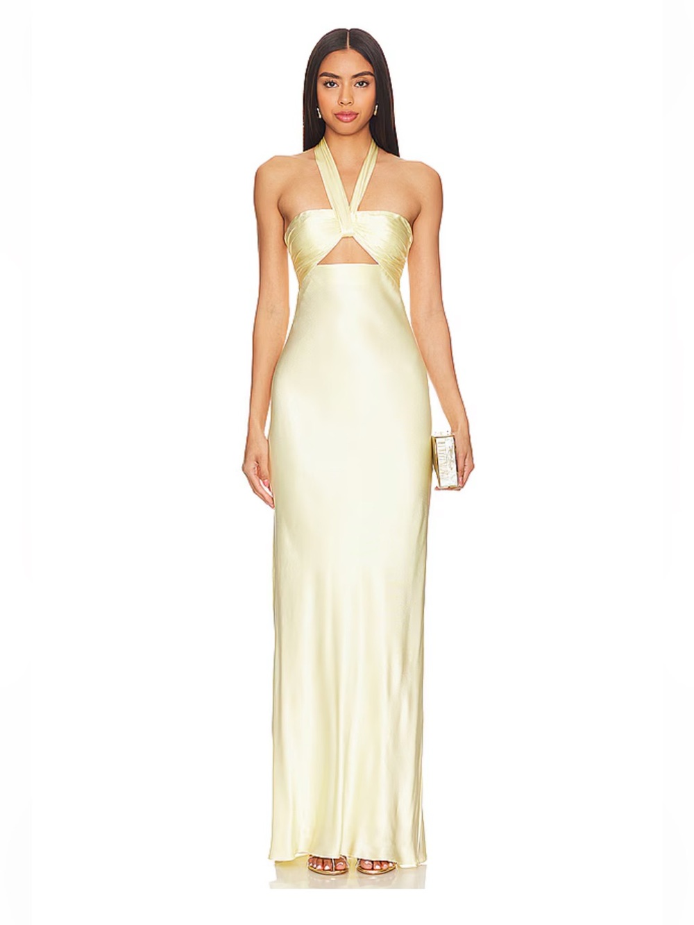Shona Joy La Lune Ruched Halter Maxi Dress